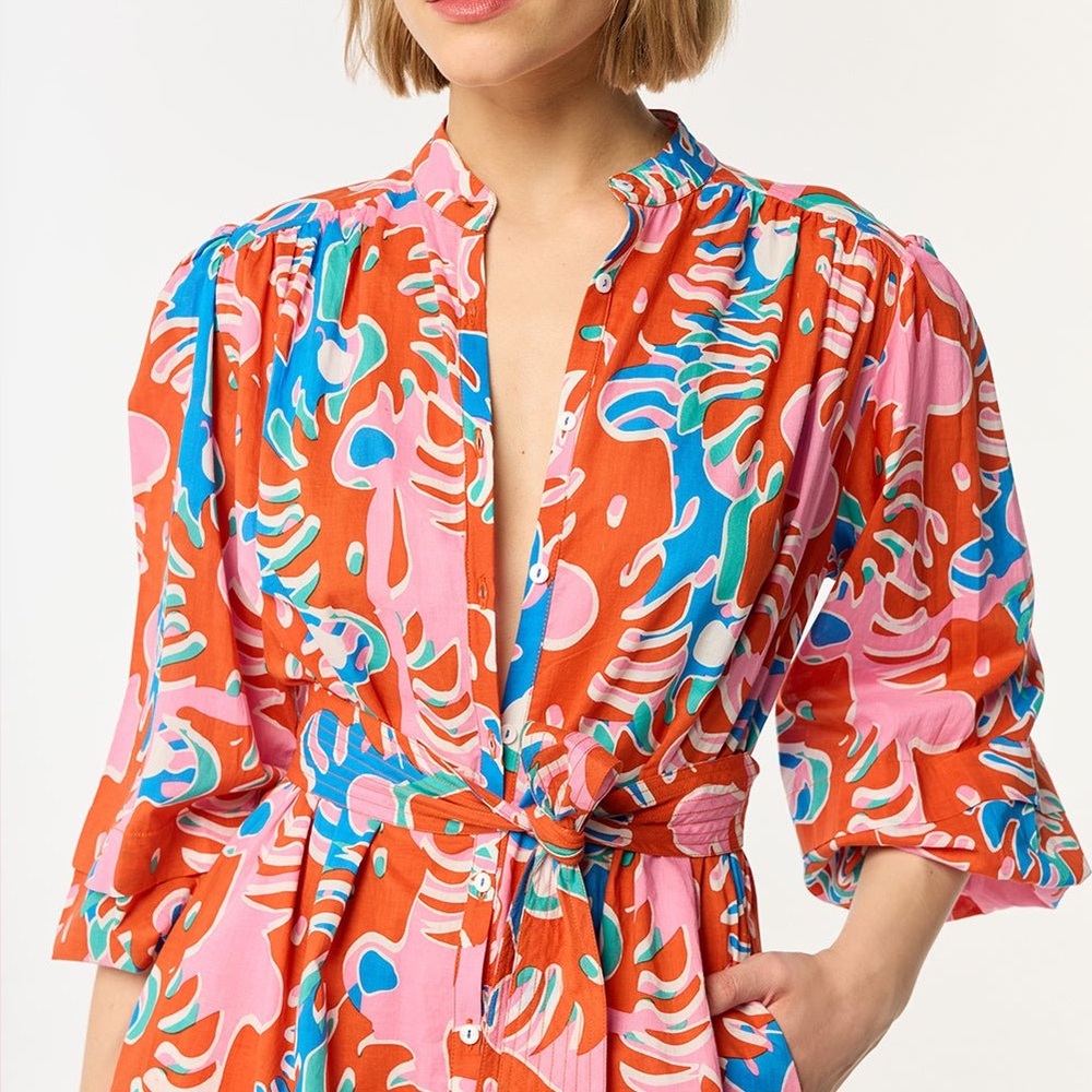 Poupette St. Barth Red and Blue Abstract Dress